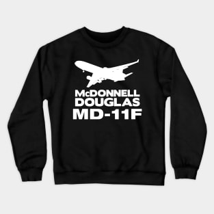 McDonnell Douglas MD-11F Silhouette Print (White) Crewneck Sweatshirt